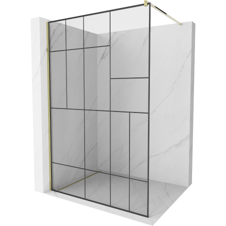Mexen Kioto ścianka prysznicowa Walk-in 80 x 200 cm, czarny wzór 8 mm, złota - 800-080-101-50-78