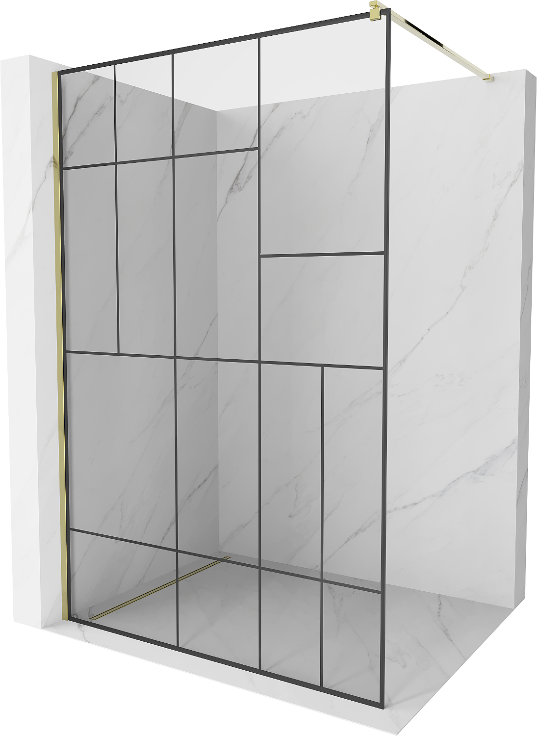 Mexen Kioto ścianka prysznicowa 90 x 200 cm, transparent/czarny wzór 8 mm, złota - 800-090-101-50-78