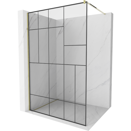 Mexen Kioto ścianka prysznicowa 110 x 200 cm, transparent/czarny wzór 8 mm, złota - 800-110-101-50-78