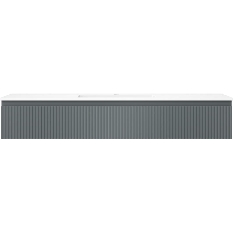 Mexen Rivel szafka łazienkowa 140 cm z umywalką Otis, 1 szuflada, ryflowana , grafit mat/biała mat - 91A20-14023-1-BF66-W18M0