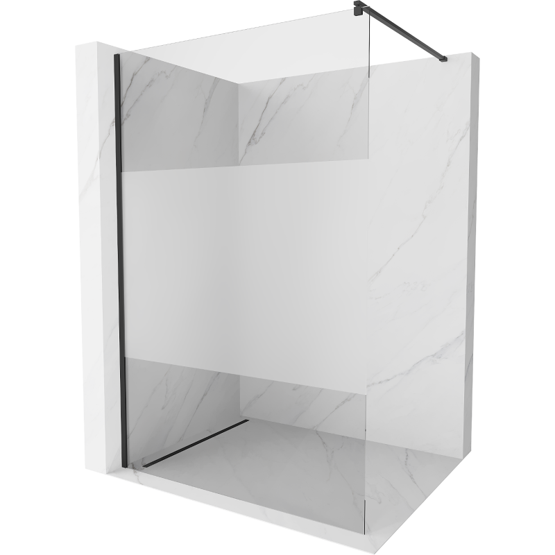 Mexen Kioto ścianka prysznicowa Walk-in 130 x 200 cm, transparent/szron 8 mm, czarna - 800-130-101-70-35