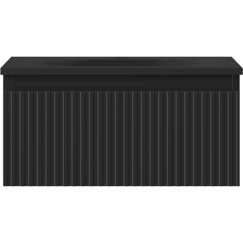 Mexen Rivel szafka łazienkowa 50 cm z umywalką Vela, 1 szuflada, ryflowana , czarna mat - 91A20-05023-1-BF71-W23M71