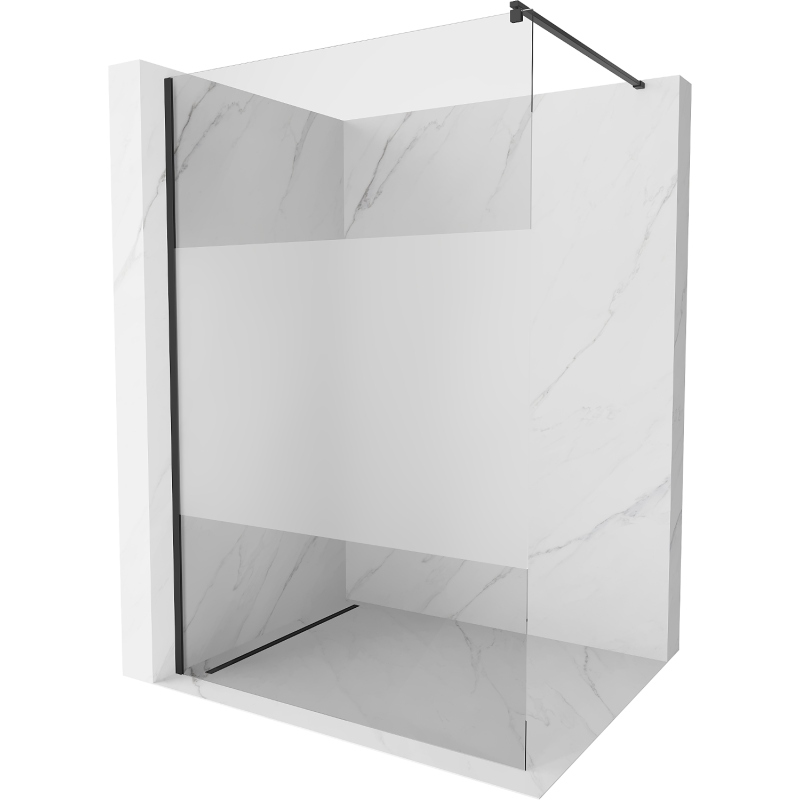 Mexen Kioto ścianka prysznicowa Walk-in 140 x 200 cm, transparent/szron 8 mm, czarna - 800-140-101-70-35