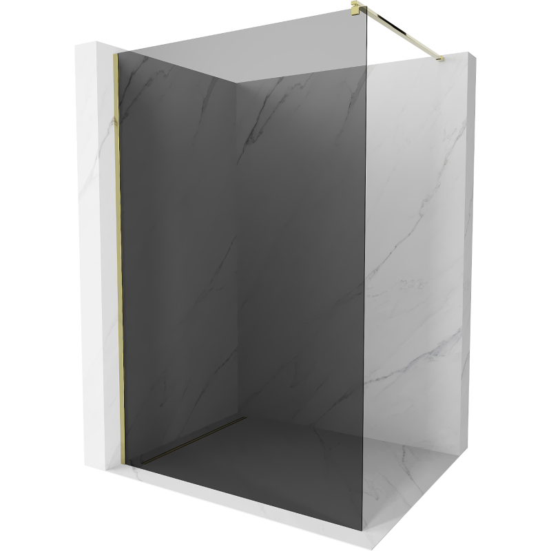 Mexen Kioto ścianka prysznicowa Walk-in 130 x 200 cm, grafit 8 mm, złota - 800-130-101-50-40