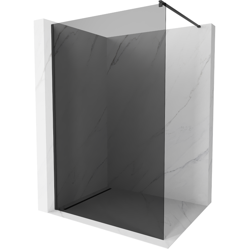 Mexen Kioto ścianka prysznicowa Walk-in 130 x 200 cm, grafit 8 mm, czarna - 800-130-101-70-40