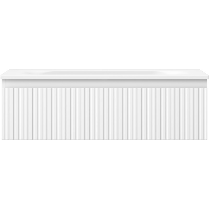 Mexen Rivel szafka łazienkowa 80 cm z umywalką Vela, 1 szuflada, ryflowana , biała mat - 91A20-08023-1-BF01-W23M01