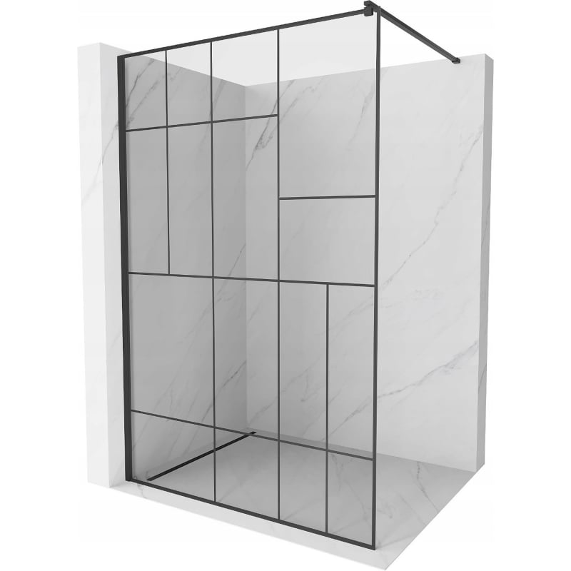 Mexen Kioto ścianka prysznicowa Walk-in 100 x 200 cm, czarny wzór 8 mm, czarna - 800-100-101-70-78