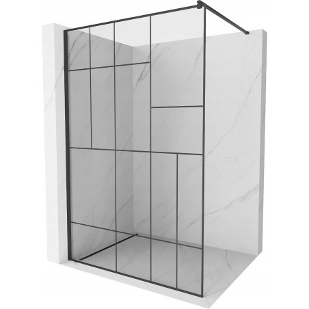 Mexen Kioto ścianka prysznicowa 110 x 200 cm, transparent/czarny wzór 8 mm, czarna - 800-110-101-70-78