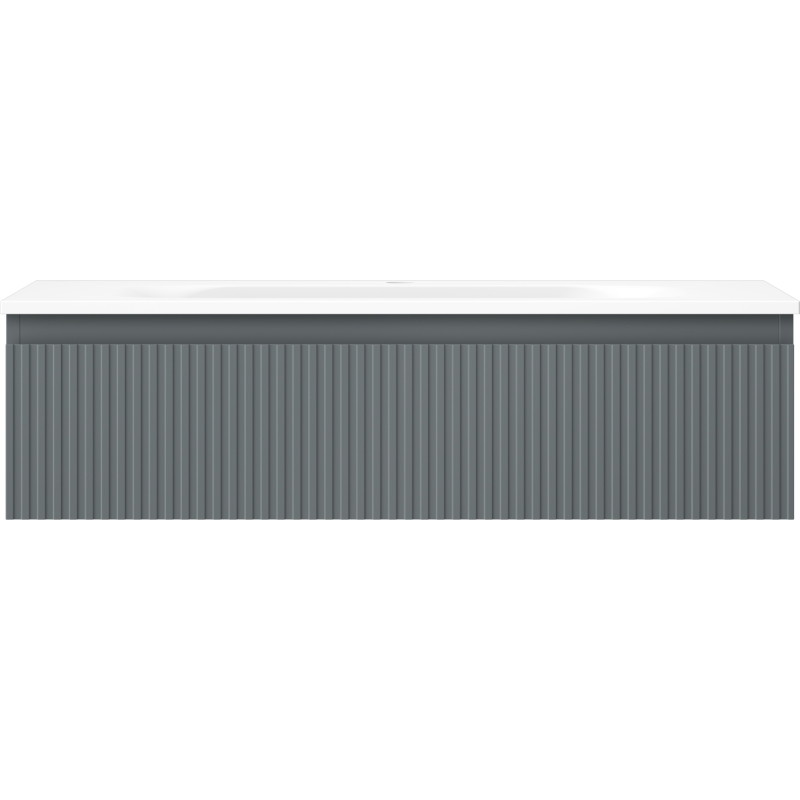Mexen Rivel szafka łazienkowa 90 cm z umywalką Vela, 1 szuflada, ryflowana , grafit mat/biała mat - 91A20-09023-1-BF66-W23M01