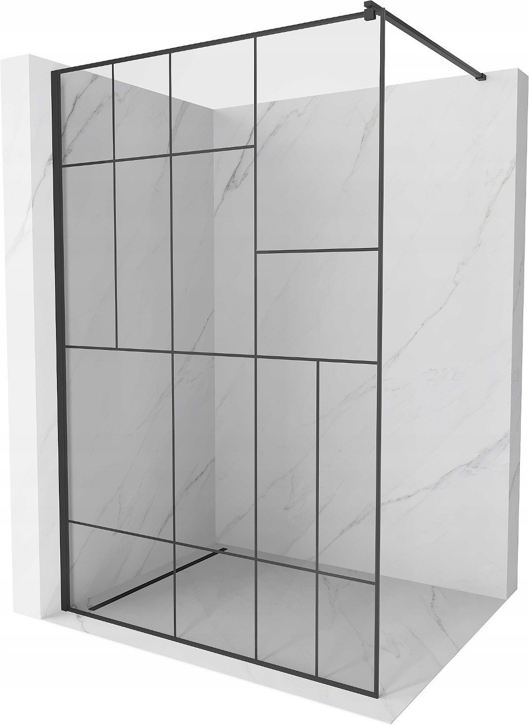 Mexen Kioto ścianka prysznicowa 130 x 200 cm, transparent/czarny wzór 8 mm, czarna - 800-130-101-70-78