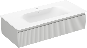 Mexen Rivel szafka łazienkowa 100 cm z umywalką Vela, 1 szuflada, ryflowana , szara mat/biała mat - 91A20-10023-1-BF62-W23M01