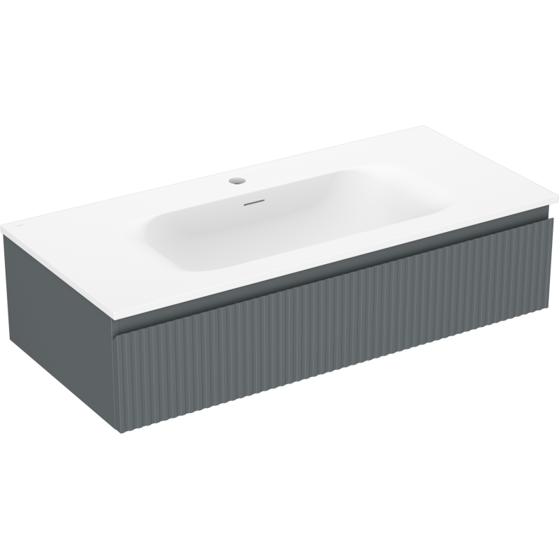 Mexen Rivel szafka łazienkowa 100 cm z umywalką Vela, 1 szuflada, ryflowana , grafit mat/biała mat - 91A20-10023-1-BF66-W23M01