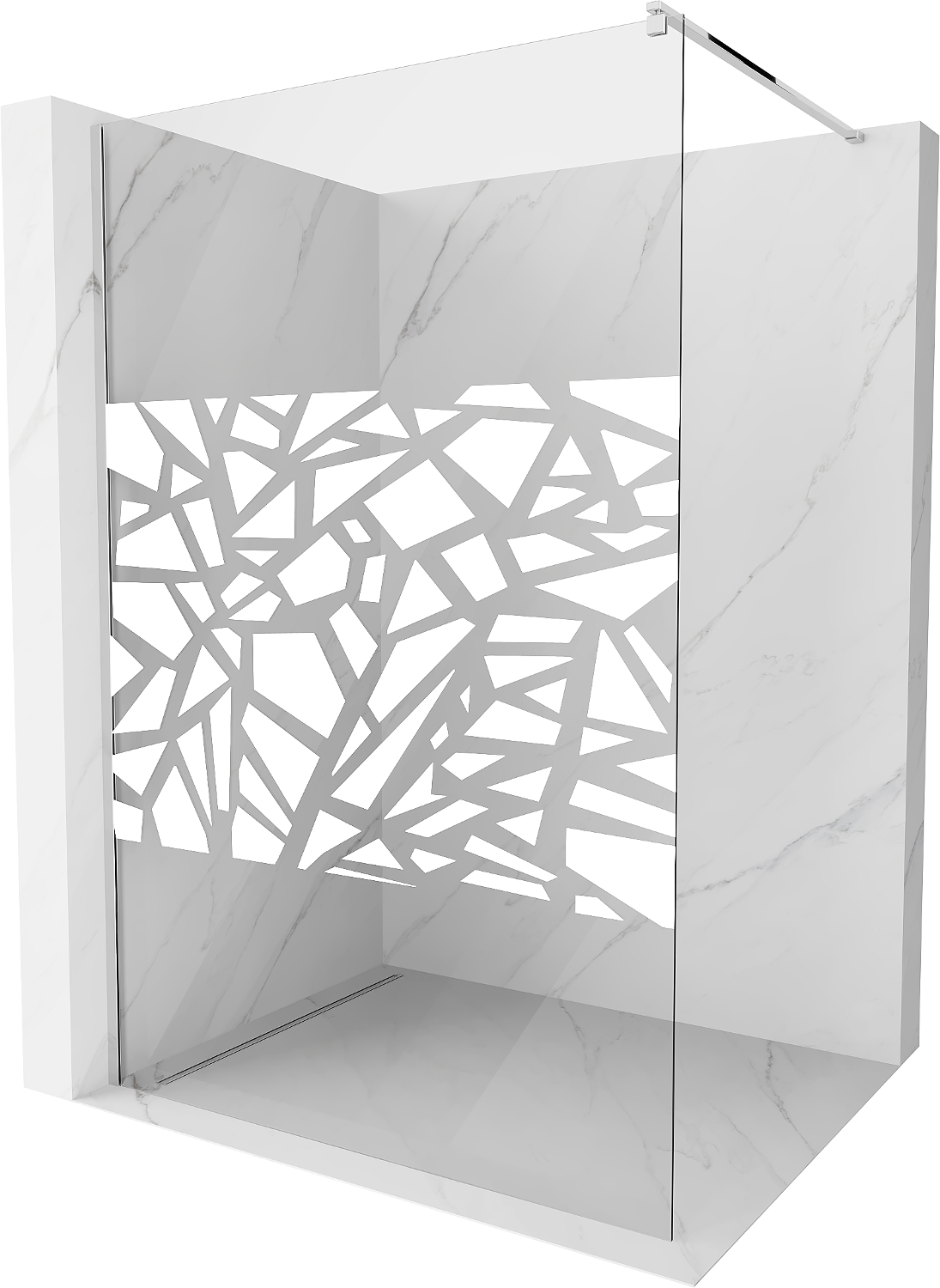 Mexen Kioto ścianka prysznicowa 110 x 200 cm, transparent/biały wzór 8 mm, chrom - 800-110-101-01-85