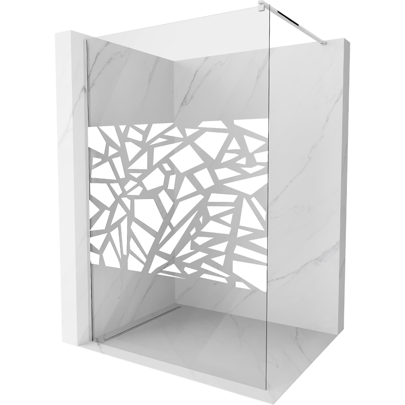 Mexen Kioto ścianka prysznicowa Walk-in 130 x 200 cm, biały wzór 8 mm, chrom - 800-130-101-01-85
