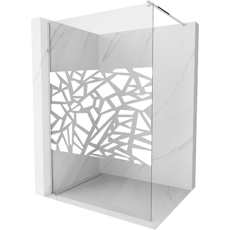 Mexen Kioto ścianka prysznicowa Walk-in 140 x 200 cm, biały wzór 8 mm, chrom - 800-140-101-01-85