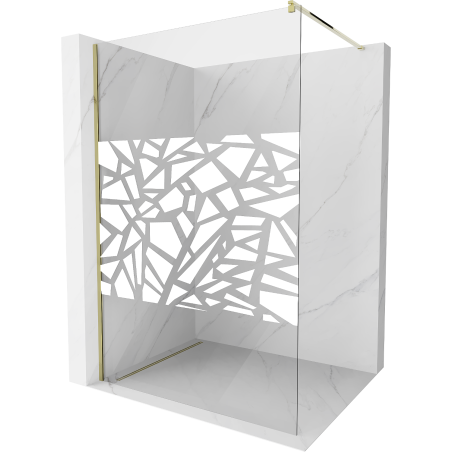 Mexen Kioto ścianka prysznicowa Walk-in 70 x 200 cm, biały wzór 8 mm, złota - 800-070-101-50-85