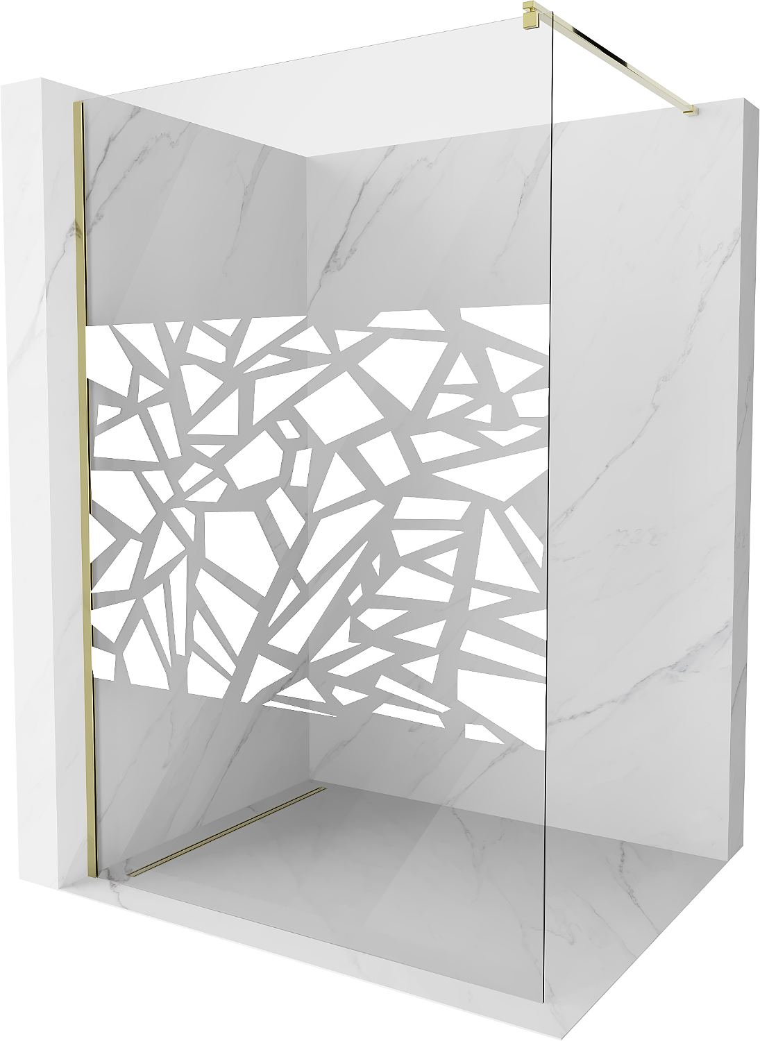 Mexen Kioto ścianka prysznicowa 70 x 200 cm, transparent/biały wzór 8 mm, złota - 800-070-101-50-85