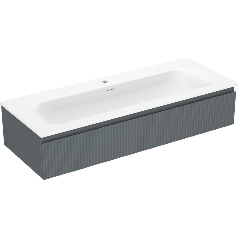 Mexen Rivel szafka łazienkowa 120 cm z umywalką Vela, 1 szuflada, ryflowana , grafit mat/biała mat - 91A20-12023-1-BF66-W23M0