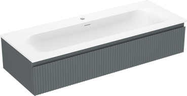 Mexen Rivel szafka łazienkowa 120 cm z umywalką Vela, 1 szuflada, ryflowana , grafit mat/biała mat - 91A20-12023-1-BF66-W23M0