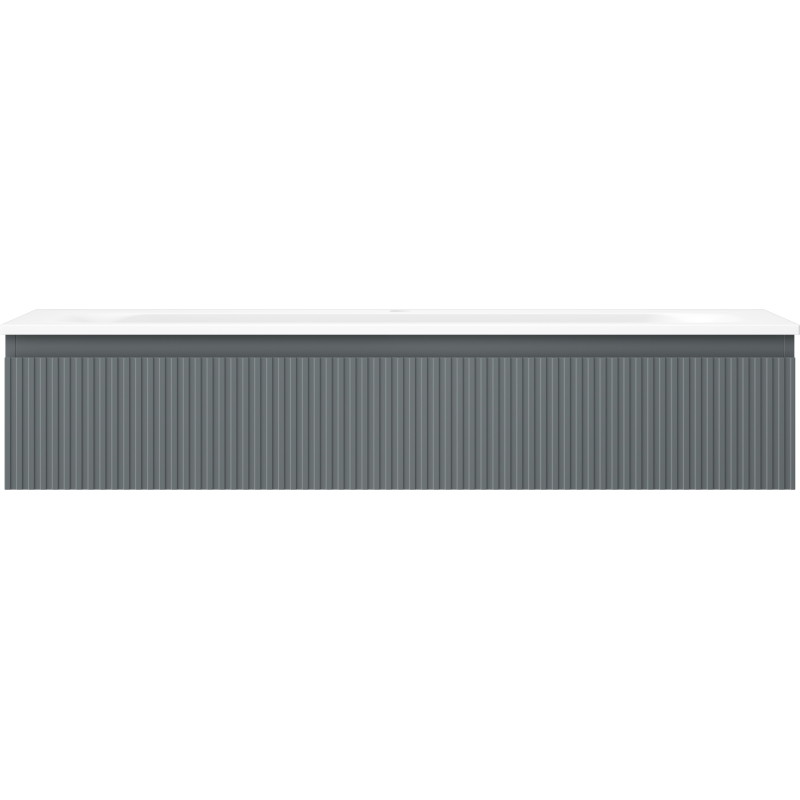 Mexen Rivel szafka łazienkowa 120 cm z umywalką Vela, 1 szuflada, ryflowana , grafit mat/biała mat - 91A20-12023-1-BF66-W23M0