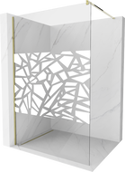 Mexen Kioto ścianka prysznicowa Walk-in 100 x 200 cm, biały wzór 8 mm, złota - 800-100-101-50-85