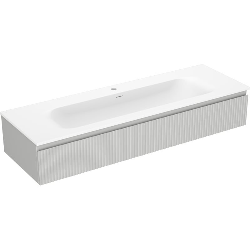 Mexen Rivel szafka łazienkowa 140 cm z umywalką Vela, 1 szuflada, ryflowana , szara mat/biała mat - 91A20-14023-1-BF62-W23M01