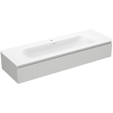 Mexen Rivel szafka łazienkowa 140 cm z umywalką Vela, 1 szuflada, ryflowana , szara mat/biała mat - 91A20-14023-1-BF62-W23M01