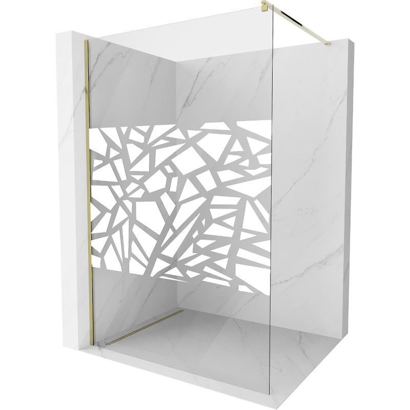 Mexen Kioto ścianka prysznicowa Walk-in 140 x 200 cm, biały wzór 8 mm, złota - 800-140-101-50-85