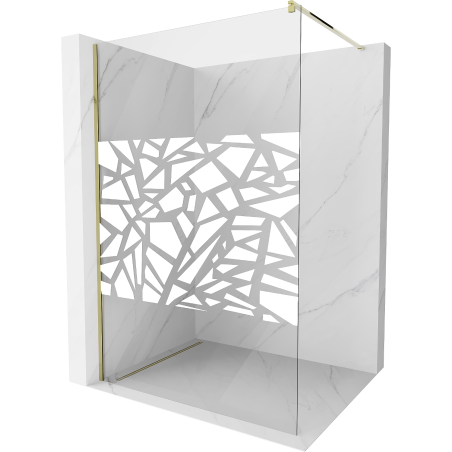 Mexen Kioto ścianka prysznicowa Walk-in 140 x 200 cm, biały wzór 8 mm, złota - 800-140-101-50-85