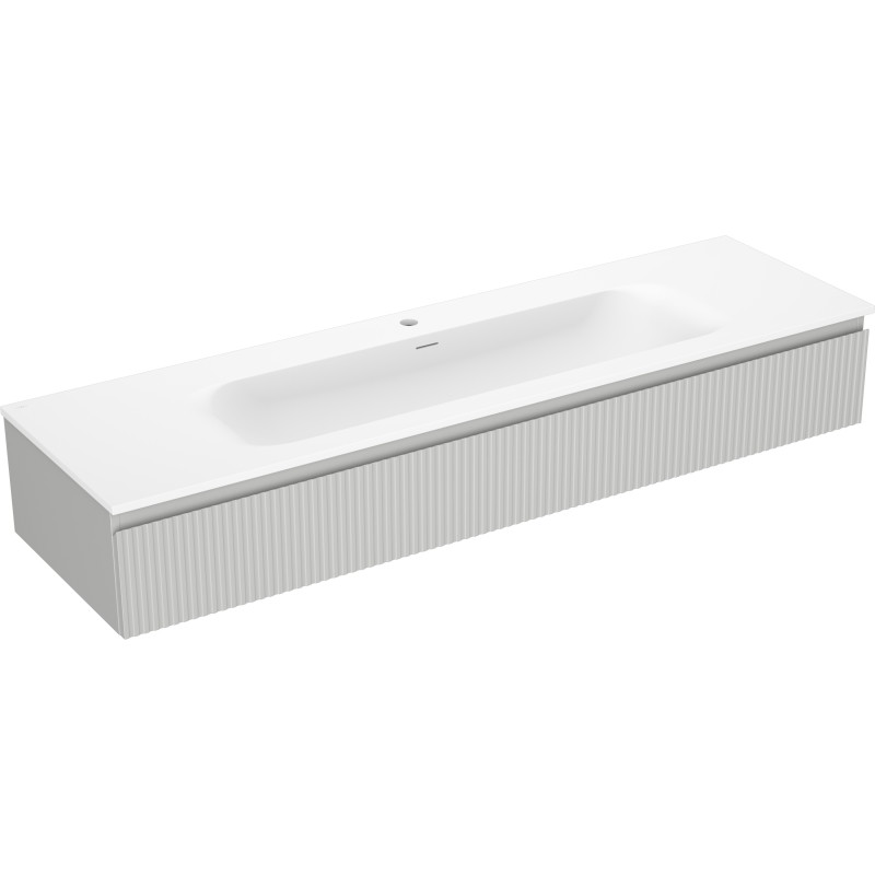 Mexen Rivel szafka łazienkowa 140 cm z umywalką Vela, 1 szuflada, ryflowana , szara mat/biała mat - 91A20-16023-1-BF62-W23M01