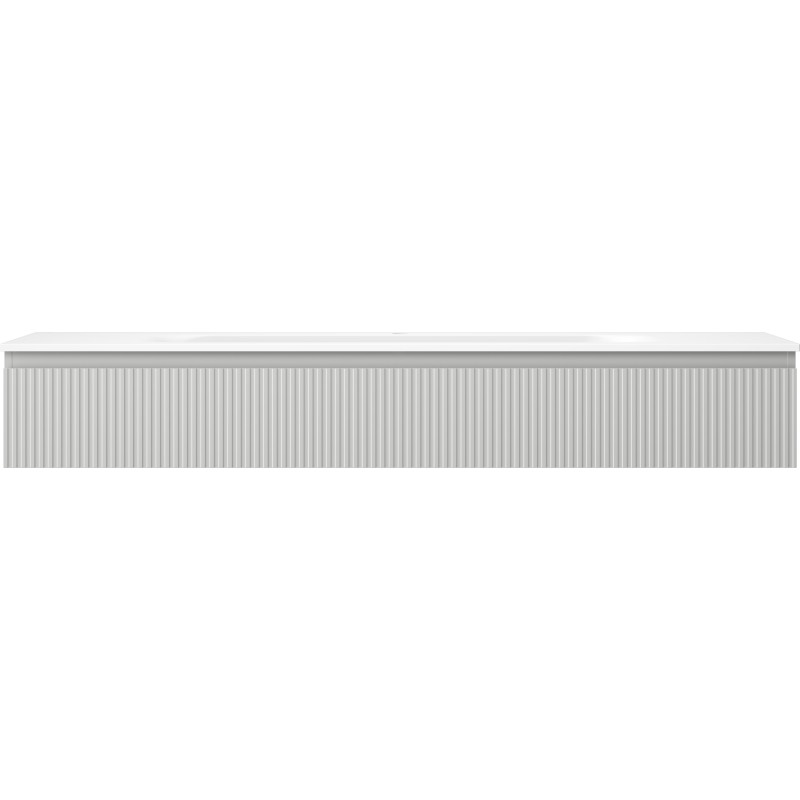 Mexen Rivel szafka łazienkowa 140 cm z umywalką Vela, 1 szuflada, ryflowana , szara mat/biała mat - 91A20-16023-1-BF62-W23M01