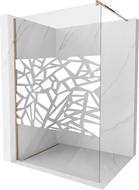 Mexen Kioto ścianka prysznicowa Walk-in 90 x 200 cm, biały wzór 8 mm, różowe złoto - 800-090-101-60-85