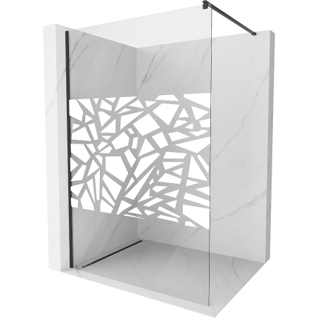 Mexen Kioto ścianka prysznicowa 70 x 200 cm, transparent/biały wzór 8 mm, czarna - 800-070-101-70-85