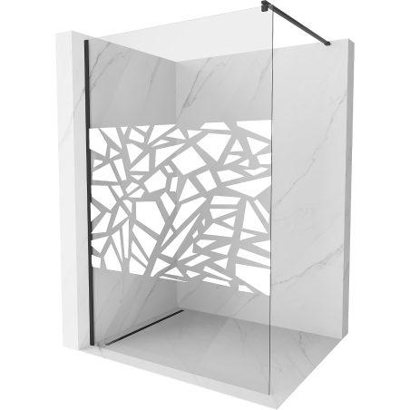 Mexen Kioto ścianka prysznicowa Walk-in 110 x 200 cm, biały wzór 8 mm, czarna - 800-110-101-70-85