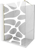 Mexen Kioto ścianka prysznicowa Walk-in 90 x 200 cm, biała fala 8 mm, złota - 800-090-101-50-97