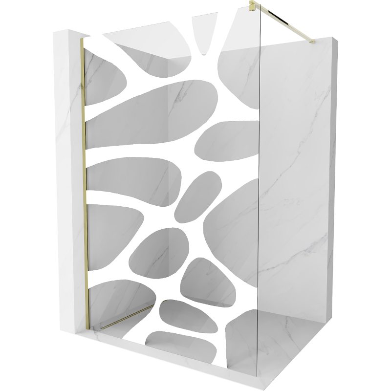 Mexen Kioto ścianka prysznicowa Walk-in 140 x 200 cm, biała fala 8 mm, złota - 800-140-101-50-97