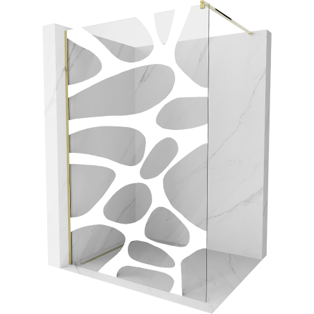 Mexen Kioto ścianka prysznicowa Walk-in 140 x 200 cm, biała fala 8 mm, złota - 800-140-101-50-97