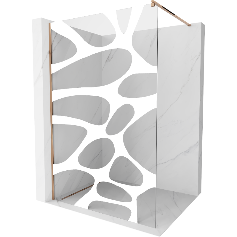 Mexen Kioto ścianka prysznicowa Walk-in 100 x 200 cm, biała fala 8 mm, różowe złoto - 800-100-101-60-97