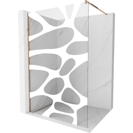 Mexen Kioto ścianka prysznicowa Walk-in 130 x 200 cm, biała fala 8 mm, różowe złoto - 800-130-101-60-97