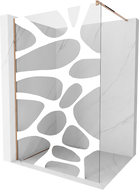 Mexen Kioto ścianka prysznicowa Walk-in 130 x 200 cm, biała fala 8 mm, różowe złoto - 800-130-101-60-97