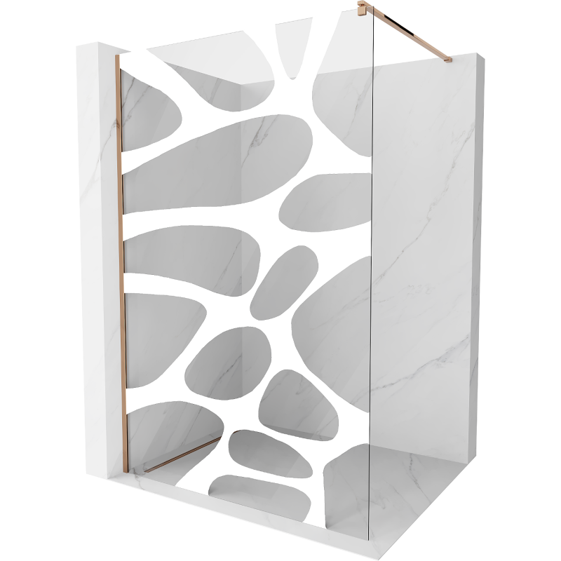 Mexen Kioto ścianka prysznicowa Walk-in 140 x 200 cm, biała fala 8 mm, różowe złoto - 800-140-101-60-97