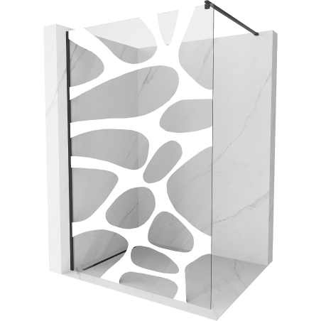 Mexen Kioto ścianka prysznicowa 80 x 200 cm, transparent/biały wzór 8 mm, czarna - 800-080-101-70-97