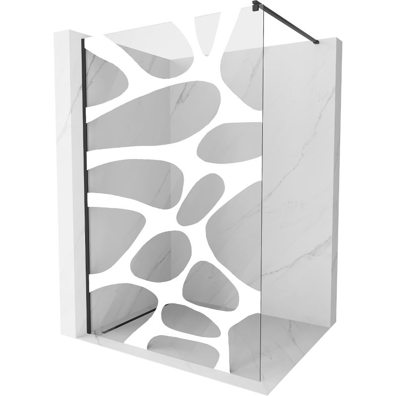 Mexen Kioto ścianka prysznicowa Walk-in 100 x 200 cm, biała fala 8 mm, czarna - 800-100-101-70-97