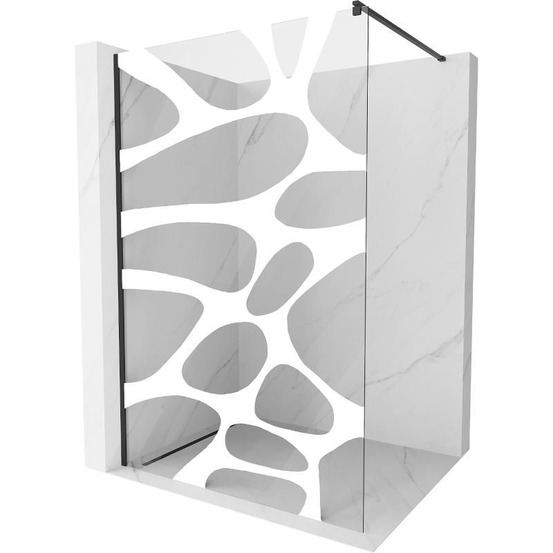 Mexen Kioto ścianka prysznicowa 110 x 200 cm, transparent/biały wzór 8 mm, czarna - 800-110-101-70-97