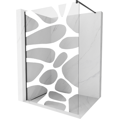 Mexen Kioto ścianka prysznicowa Walk-in 120 x 200 cm, biała fala 8 mm, czarna - 800-120-101-70-97