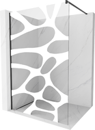 Mexen Kioto ścianka prysznicowa Walk-in 140 x 200 cm, biała fala 8 mm, czarna - 800-140-101-70-97