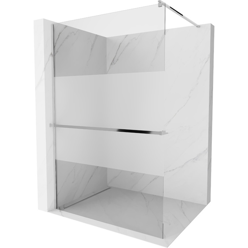 Mexen Kioto+ ścianka prysznicowa z półką Walk-in 100 x 200 cm, transparent/szron, chrom - 800-100-121-01-35