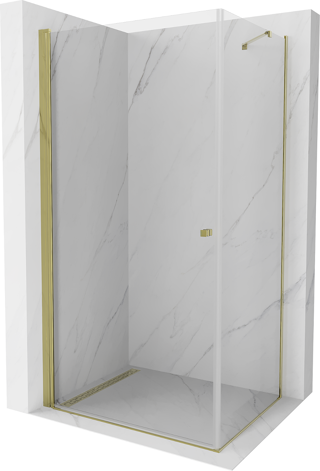 Mexen Pretoria kabina prysznicowa uchylna 90 x 80 cm, transparent, złota - 852-090-080-50-00