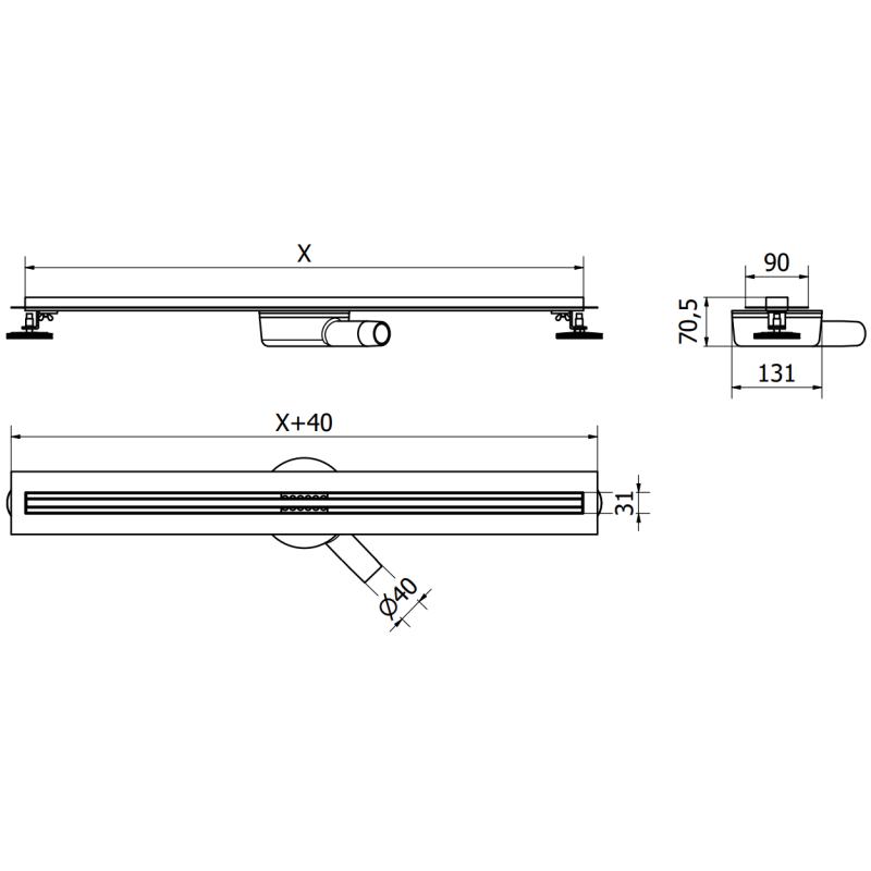 Mexen Flat 360° Slim odpływ liniowy obrotowy 150 cm, biały - 1241150