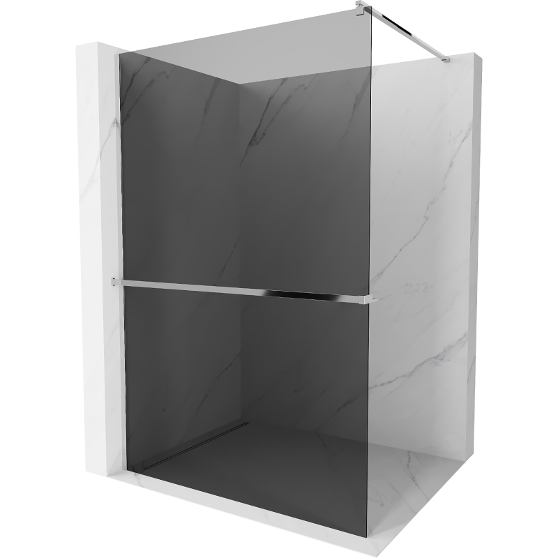 Mexen Kioto+ ścianka prysznicowa z półką Walk-in 120 x 200 cm, grafit, chrom - 800-120-121-01-40